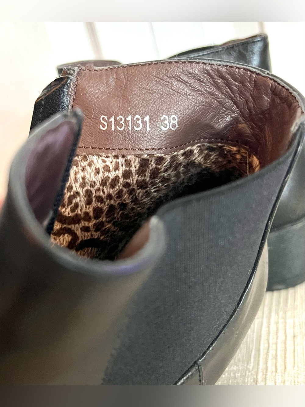 Comfortiya Leopard-Lined Black Wedge Booties | Women’s EU 38 / US 7.5 - Picture 7 of 8